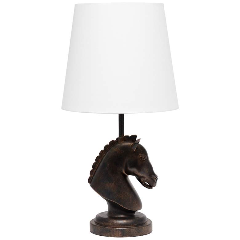Image 2 Simple Designs 17 1/4"H Bronze Chess Horse Accent Table Lamp
