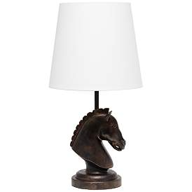 Image2 of Simple Designs 17 1/4"H Bronze Chess Horse Accent Table Lamp
