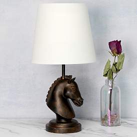 Image1 of Simple Designs 17 1/4"H Bronze Chess Horse Accent Table Lamp