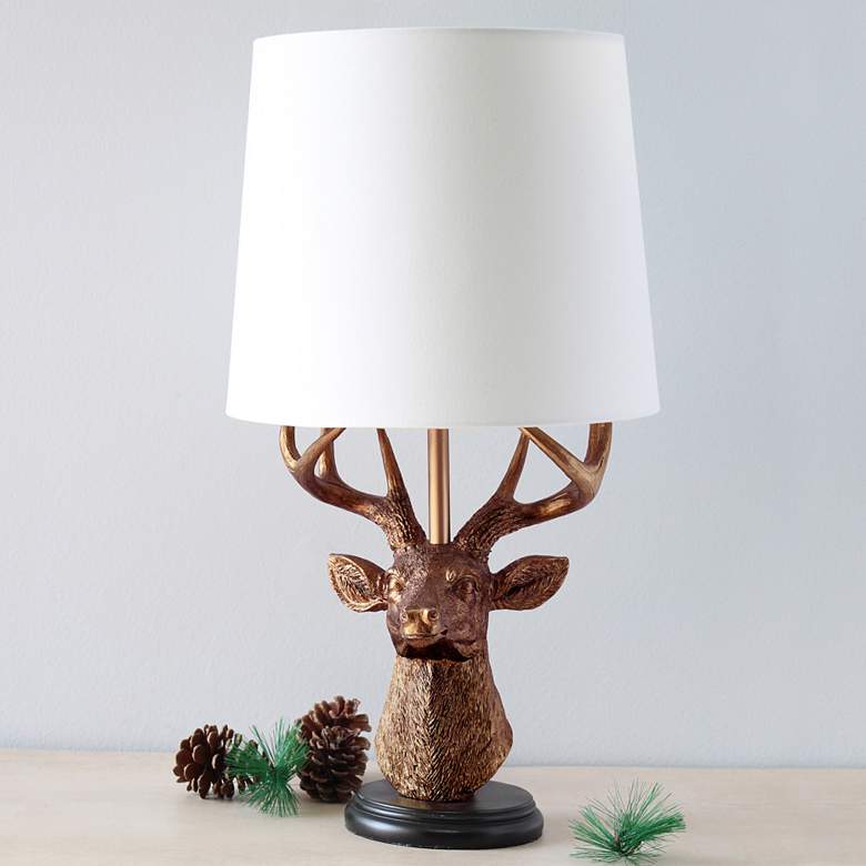 Image 1 Simple Designs 17 1/4"H Copper Deer Antler Accent Table Lamp