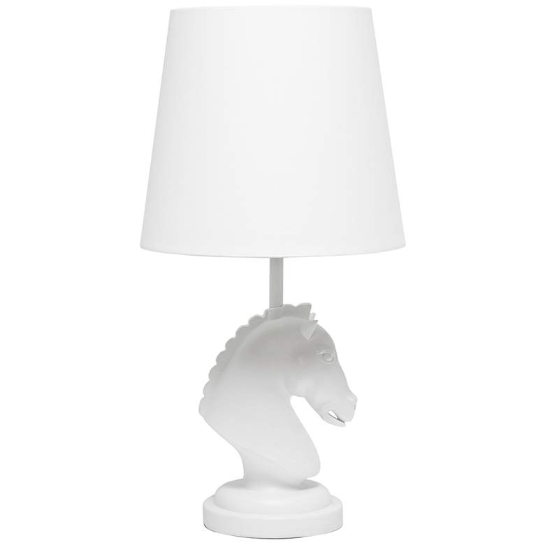 Image 2 Simple Designs 17 1/4"H White Chess Horse Accent Table Lamp