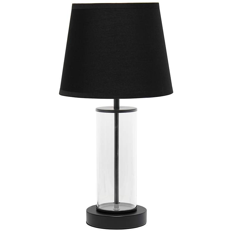 Image 2 Simple Designs 17 inch Black and Clear Glass Accent Table Lamp