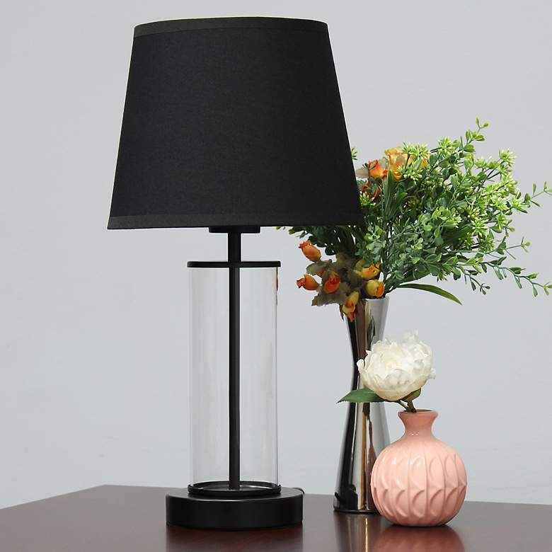 Image 1 Simple Designs 17" Black and Clear Glass Accent Table Lamp