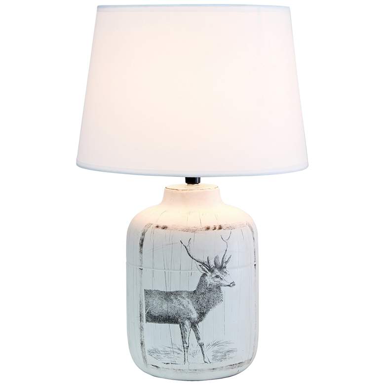 Image 2 Simple Designs 17" High White-Washed Deer Accent Table Lamp