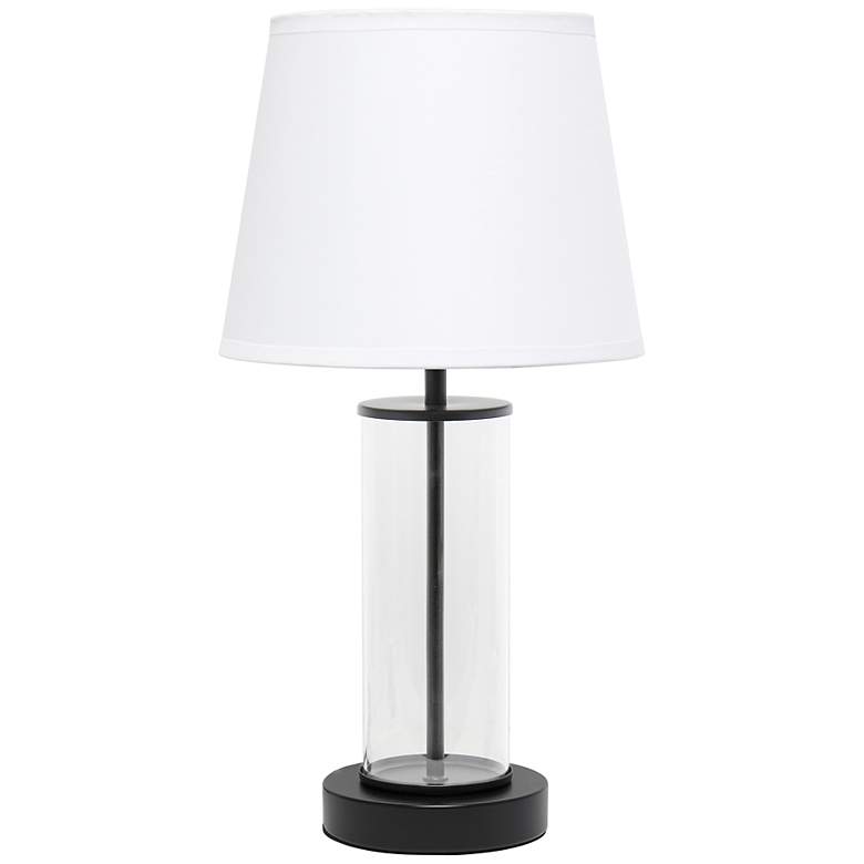 Image 2 Simple Designs 17 inchH Black Metal and Glass Encased Accent Table Lamp