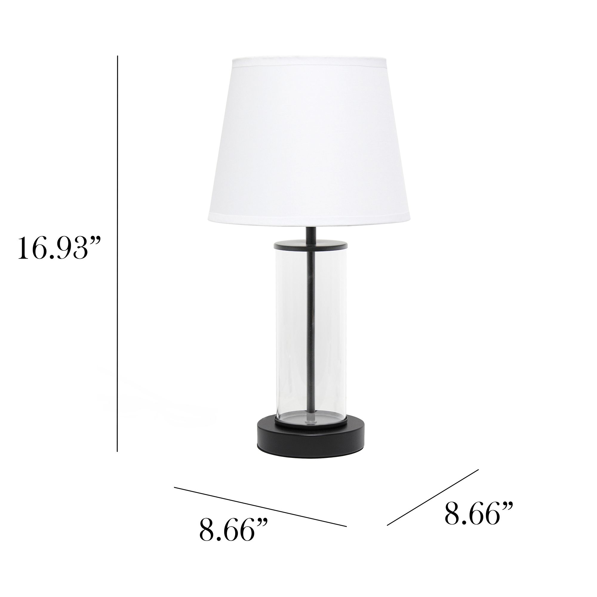 Simple Designs 17"H Black Metal and Glass Encased Accent Table Lamp