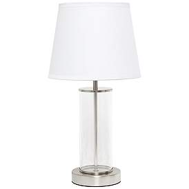 Image2 of Simple Designs 17"H Brushed Nickel Metal Encased Accent Table Lamp