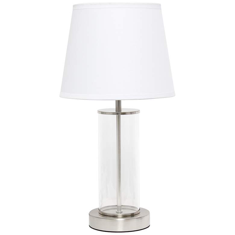 Image 2 Simple Designs 17 inchH Brushed Nickel Metal Encased Accent Table Lamp