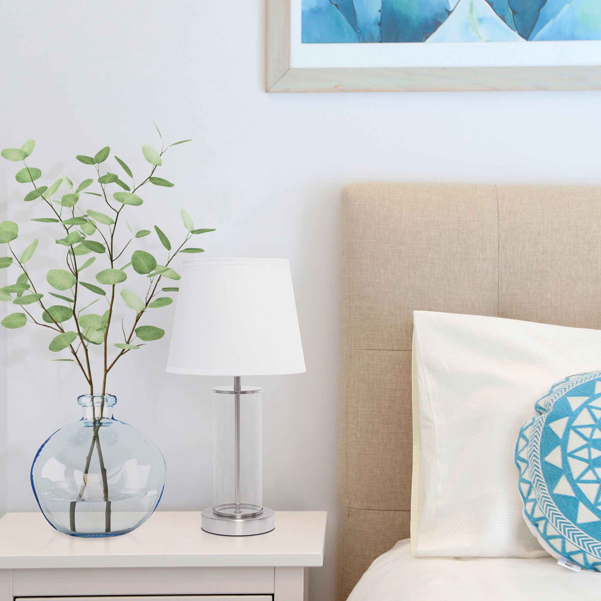 Simple Designs 17"H Brushed Nickel Metal Encased Accent Table Lamp