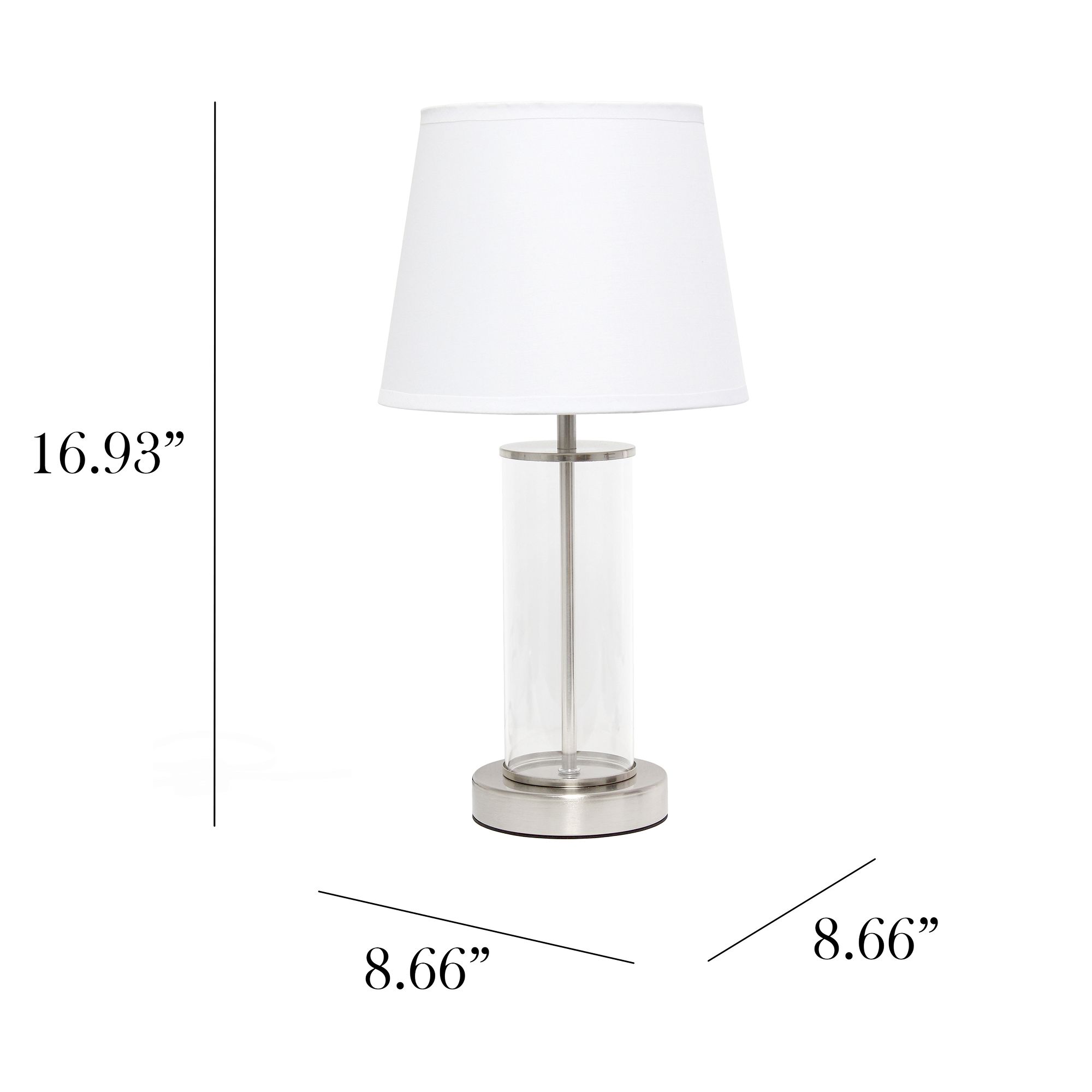 Simple Designs 17"H Brushed Nickel Metal Encased Accent Table Lamp