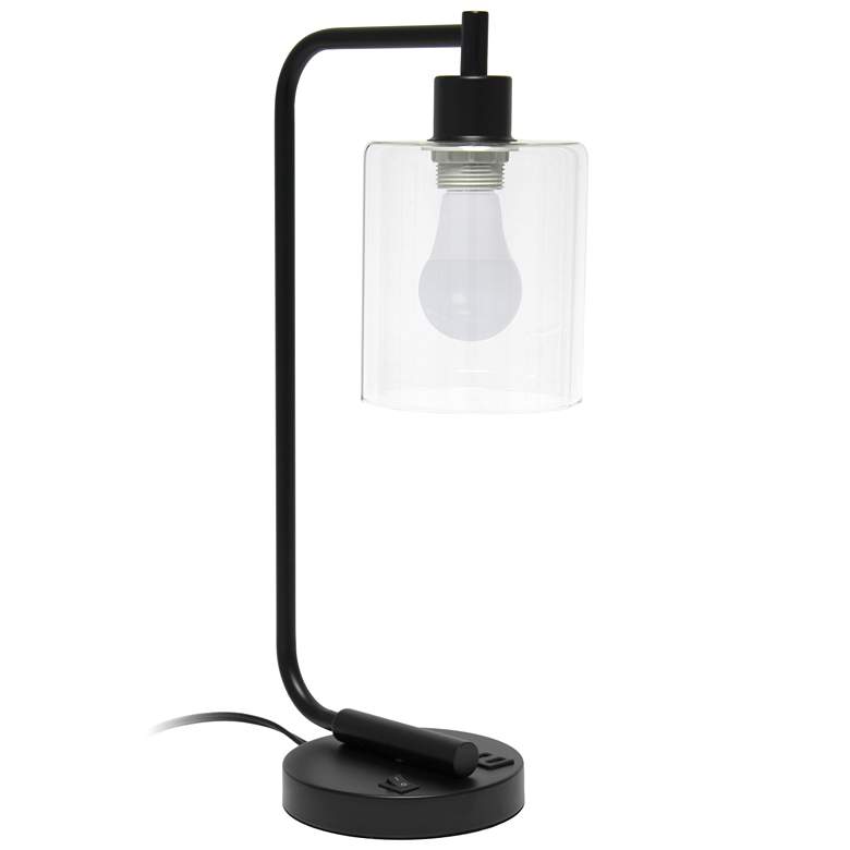 Image 1 Simple Designs 18.8" Iron Desk Lamp w/ USB Port, Black, with LED Bulb