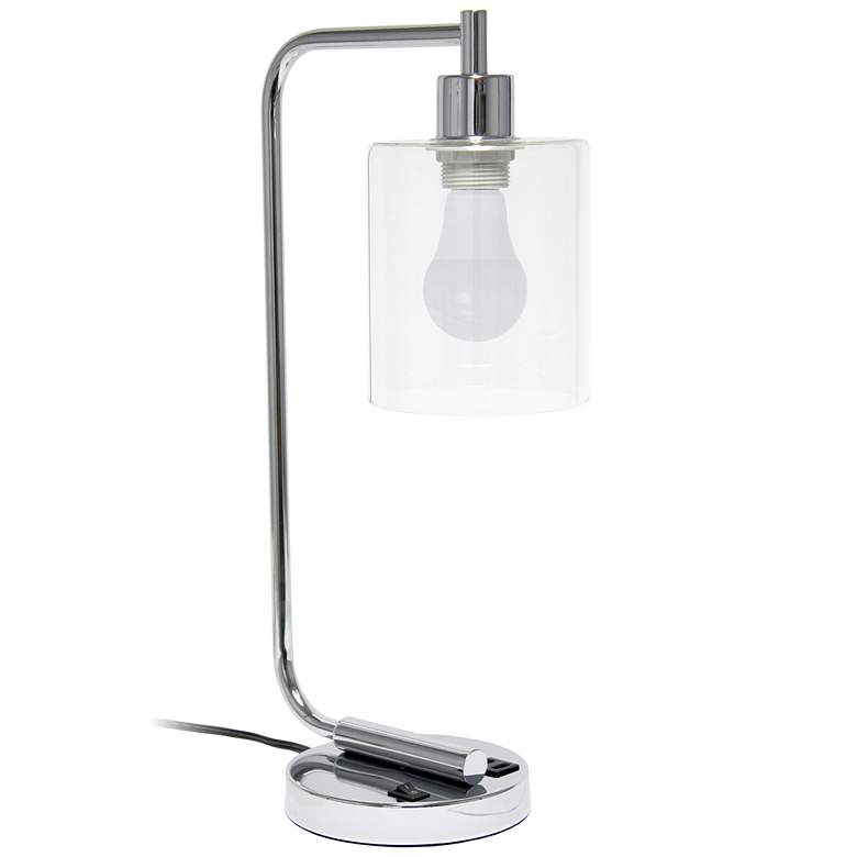 Image 1 Simple Designs 18.8" Iron Desk Lamp w/ USB Port, Chrome, with LED Bulb