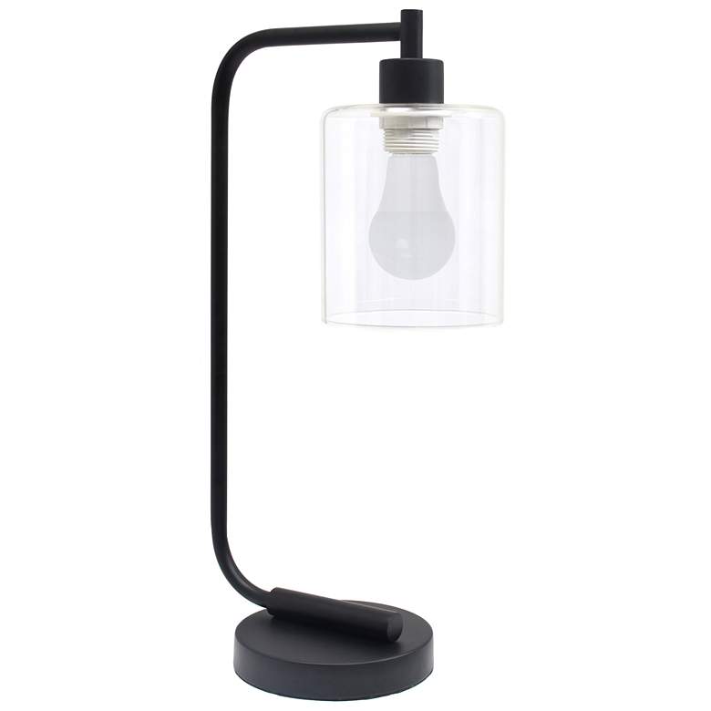 Image 1 Simple Designs 18.8" Iron Lantern Desk Lamp, Black, With LED Bulb