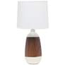 2_Simple Designs 18 1/2" Dark Faux Wood White Ceramic Accent Table Lamp