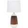 Simple Designs 18 1/2" Dark Faux Wood White Ceramic Accent Table Lamp