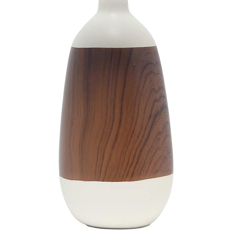 Image 4 Simple Designs 18 1/2" Dark Faux Wood White Ceramic Accent Table Lamp more views