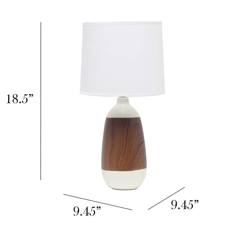 Image 7 Simple Designs 18 1/2" Dark Faux Wood White Ceramic Accent Table Lamp more views