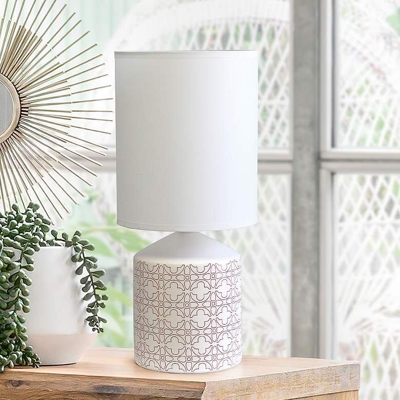 Image 1 Simple Designs 18 1/2" High White and Tan Accent Table Lamp