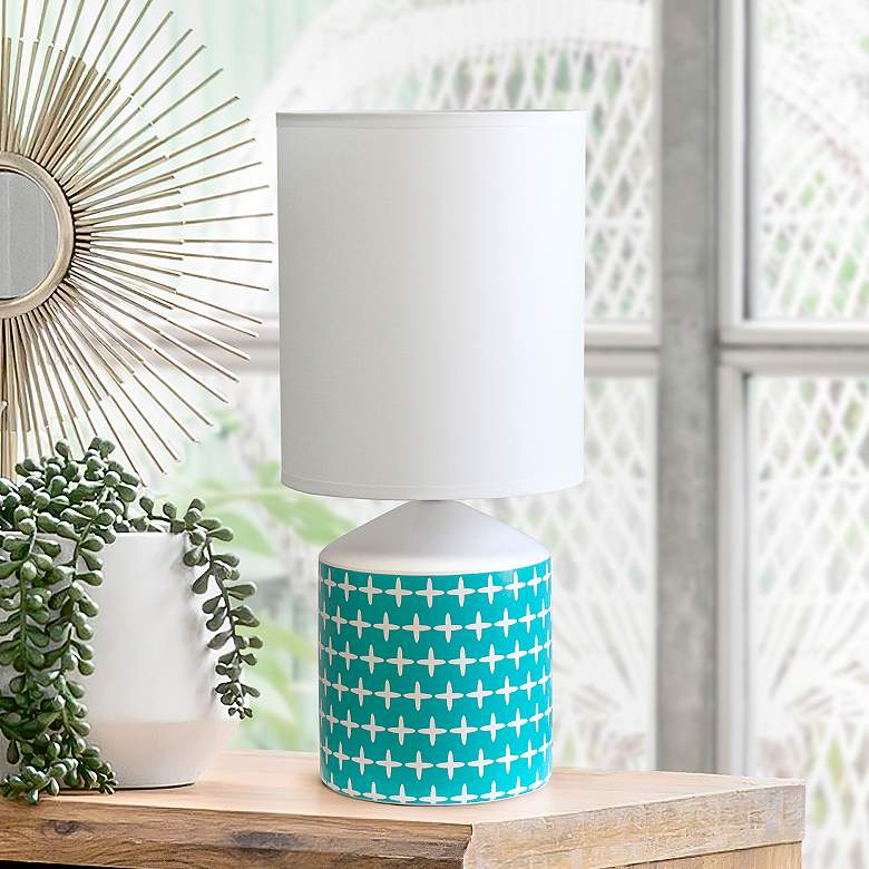 Image 1 Simple Designs 18 1/2 inchH White and Blue Accent Table Lamp