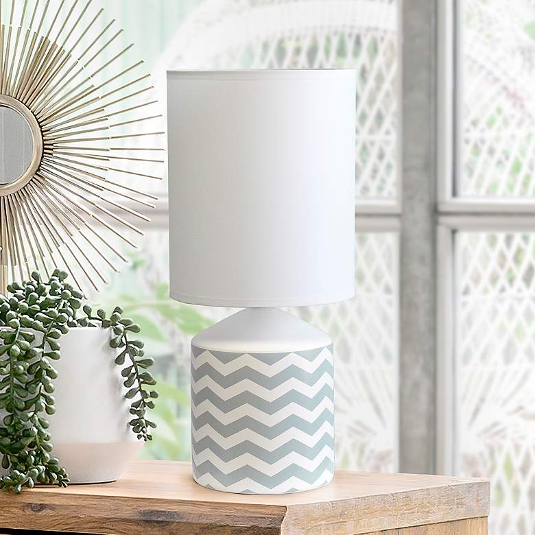 Image 1 Simple Designs 18 1/2 inchH White and Gray Accent Table Lamp