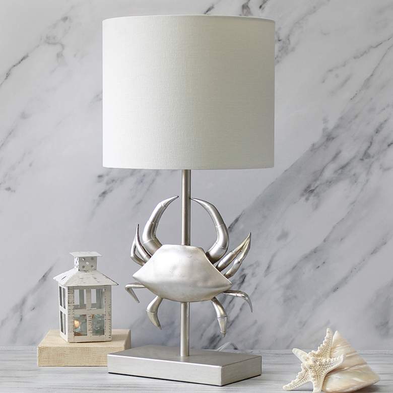 Image 1 Simple Designs 18 1/4" High Nickel Crab Accent Table Lamp