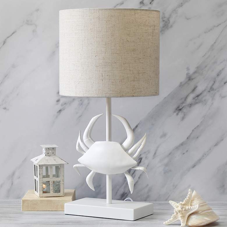 Image 1 Simple Designs 18 1/4 inch High White Crab Accent Table Lamp