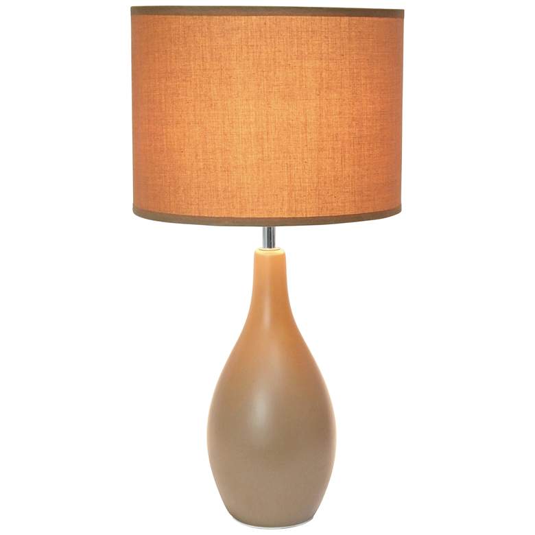 Image 2 Simple Designs 18 inch High Brown Ceramic Bowling Pin Accent Table Lamp