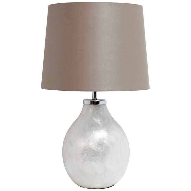 Image 1 Simple Designs 18 inch High Pearl Resin Accent Table Lamp with Brown Shade
