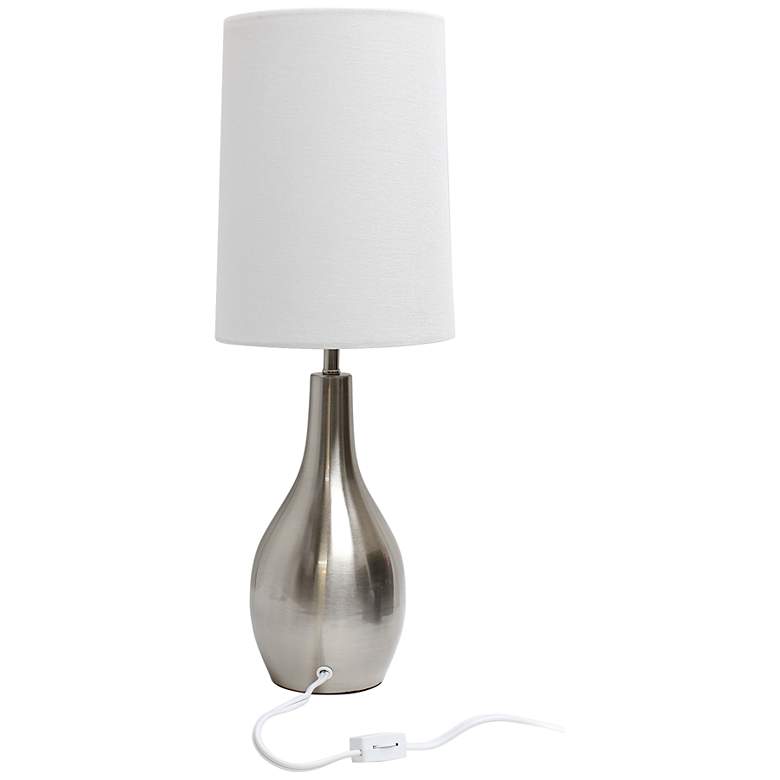 Image 4 Simple Designs 19 1/2 inch Brushed Nickel Modern Teardrop Table Lamp more views