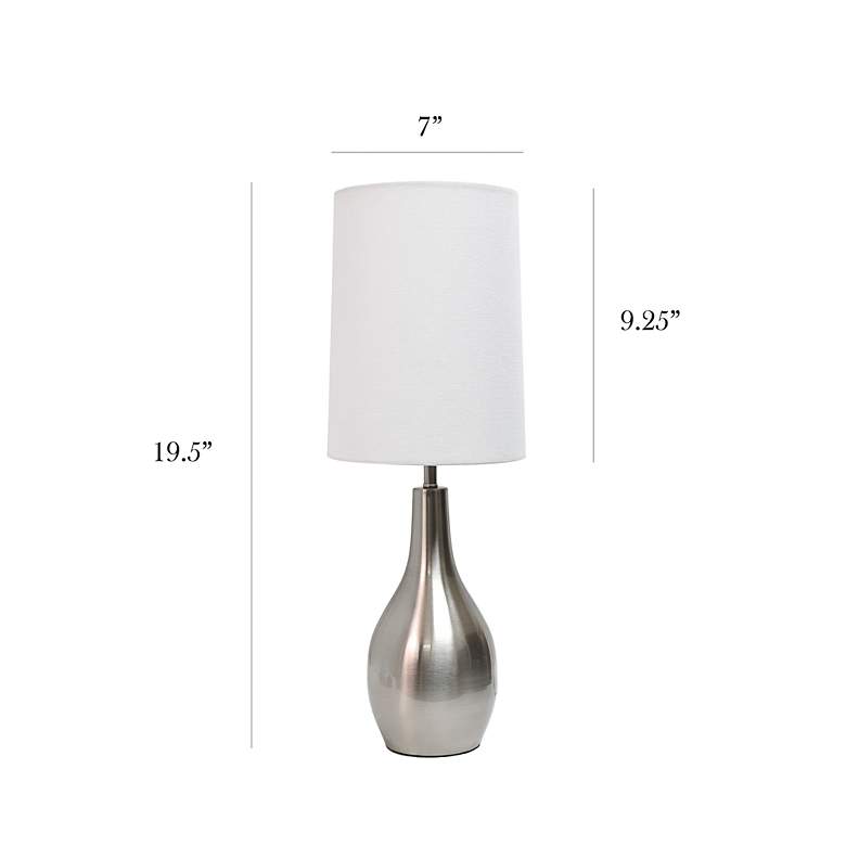 Image 6 Simple Designs 19 1/2 inch Brushed Nickel Modern Teardrop Table Lamp more views