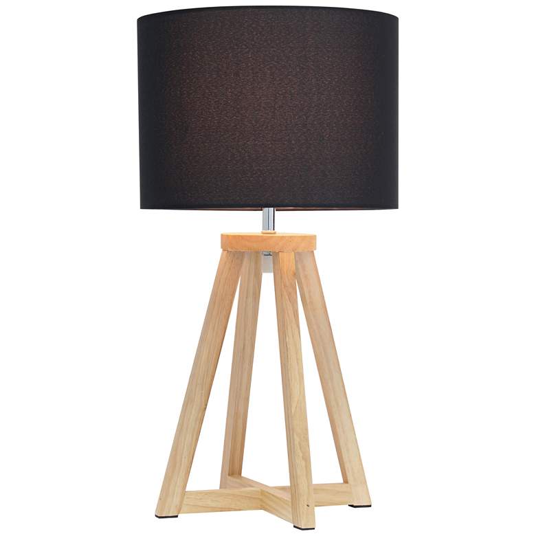 Image 3 Simple Designs 19 1/4 inch High Natural Wood Black Accent Table Lamp more views