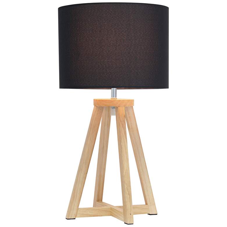 Image 3 Simple Designs 19 1/4" High Natural Wood Black Accent Table Lamp more views