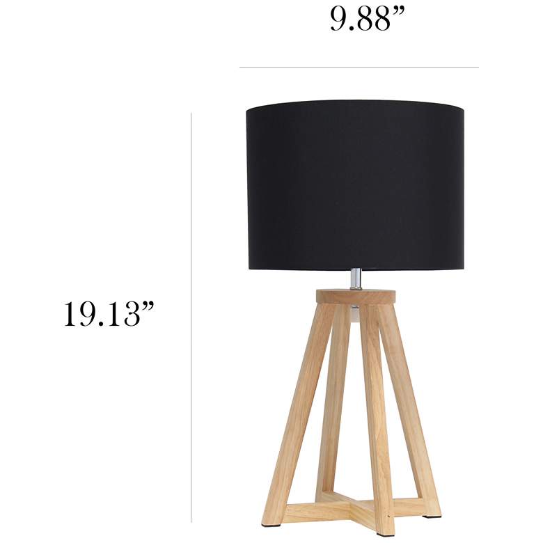 Image 7 Simple Designs 19 1/4 inch High Natural Wood Black Accent Table Lamp more views