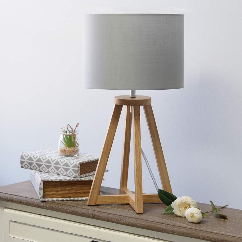 Image 1 Simple Designs 19 1/4" High Natural Wood Gray Accent Table Lamp