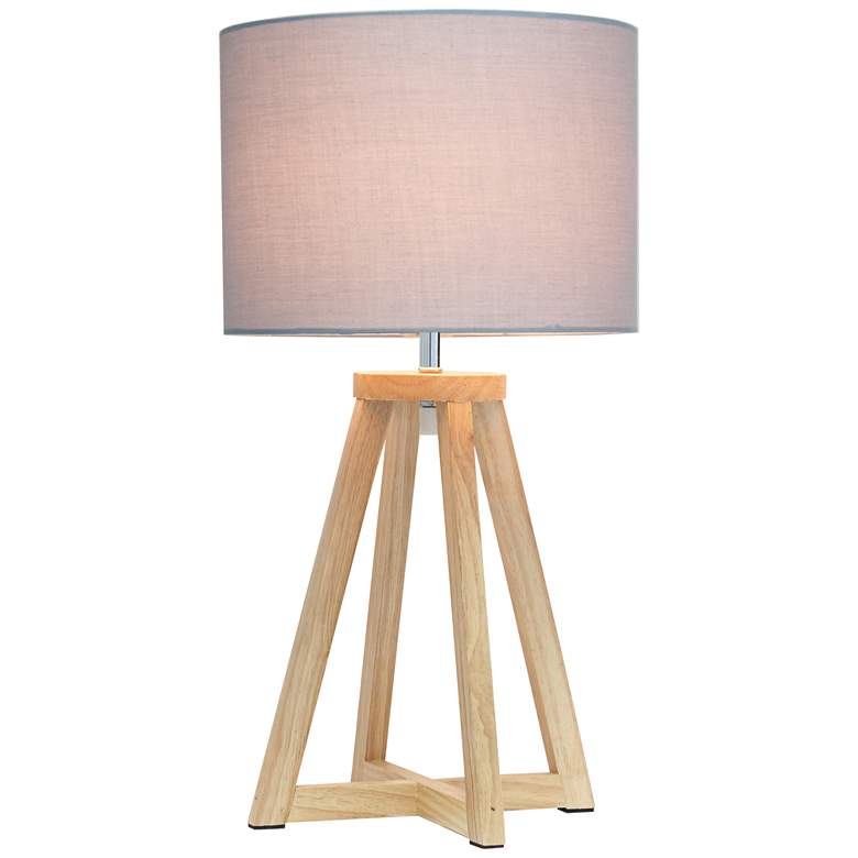 Image 3 Simple Designs 19 1/4" High Natural Wood Gray Accent Table Lamp more views