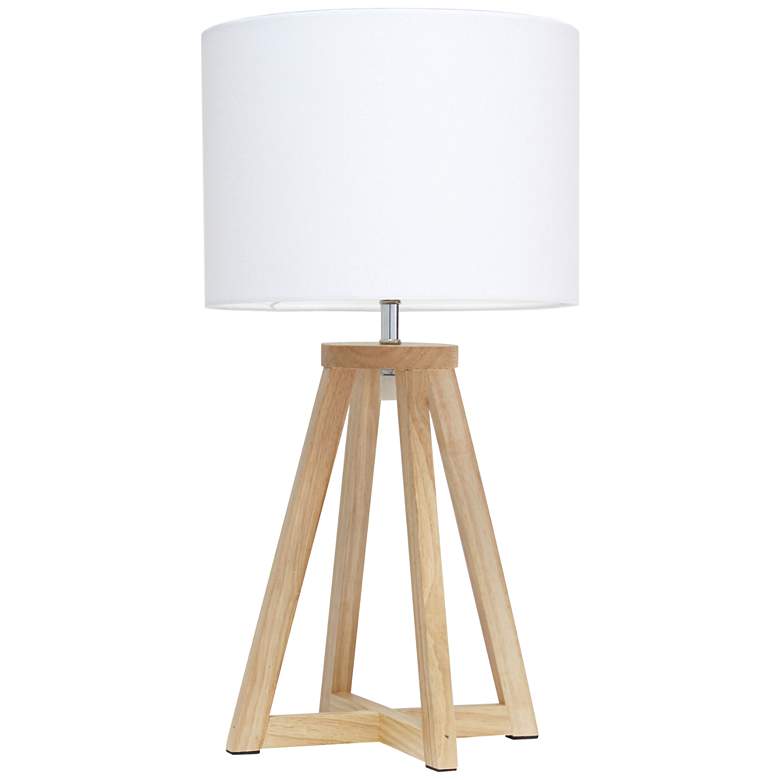Image 2 Simple Designs 19 1/4" Natural Wood and White Modern Accent Table Lamp
