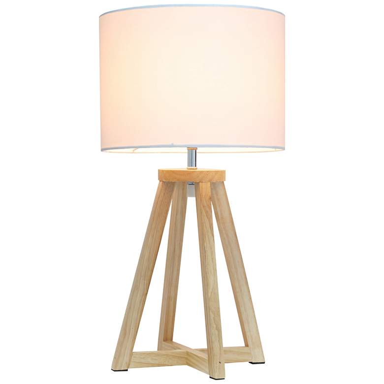 Image 3 Simple Designs 19 1/4 inch Natural Wood and White Modern Accent Table Lamp more views