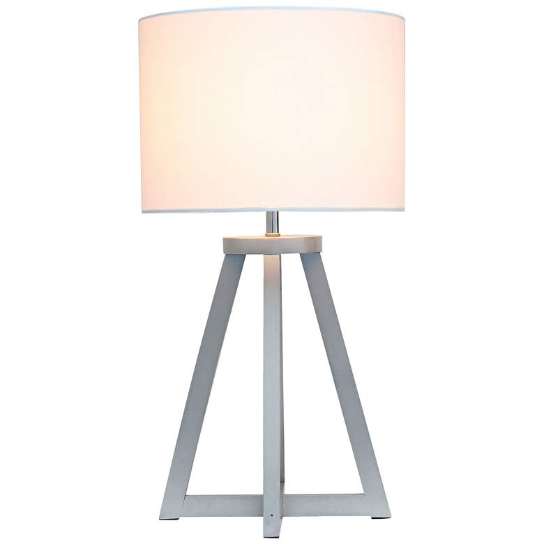 Image 3 Simple Designs 19 1/4 inchH Gray Wood White Accent Table Lamp more views