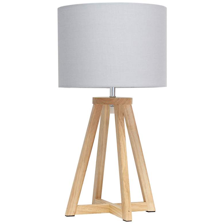 Image 2 Simple Designs 19 1/4 inchH Natural Wood Gray Accent Table Lamp