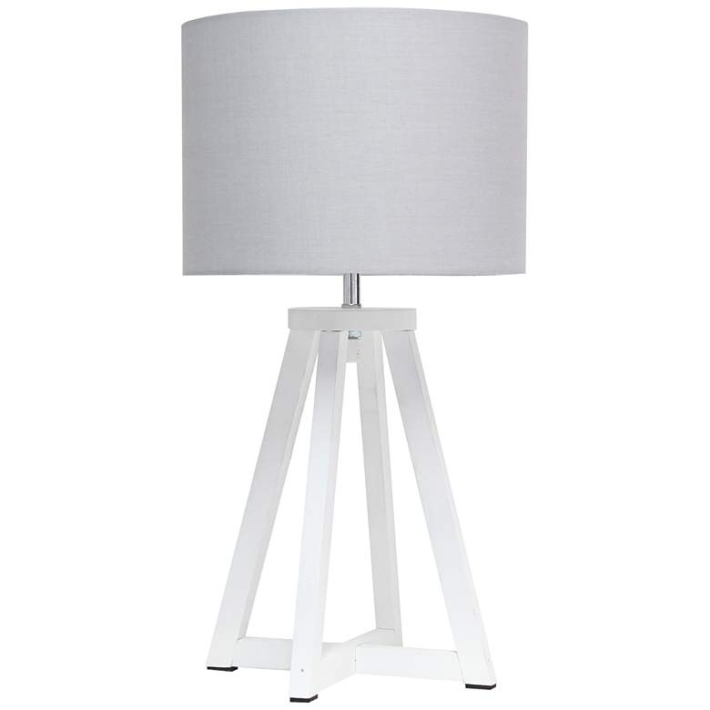 Image 2 Simple Designs 19 1/4 inchH White Wood Gray Accent Table Lamp
