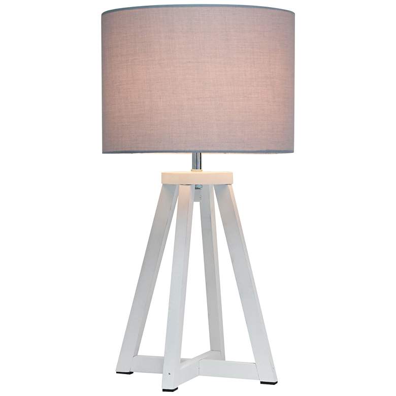 Image 3 Simple Designs 19 1/4 inchH White Wood Gray Accent Table Lamp more views