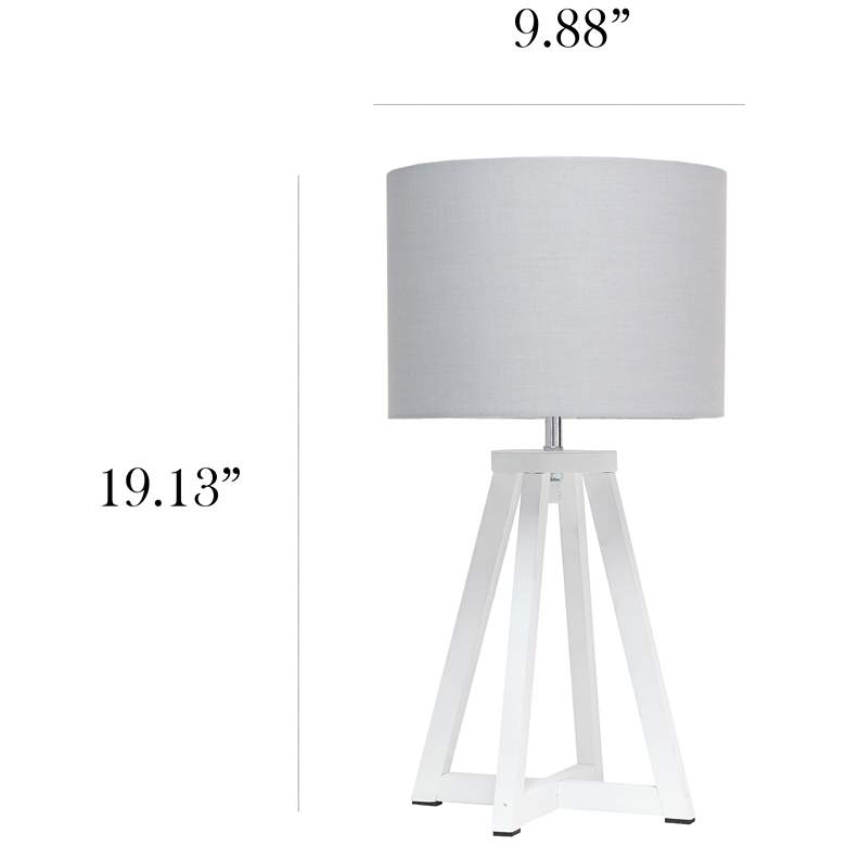 Image 7 Simple Designs 19 1/4 inchH White Wood Gray Accent Table Lamp more views