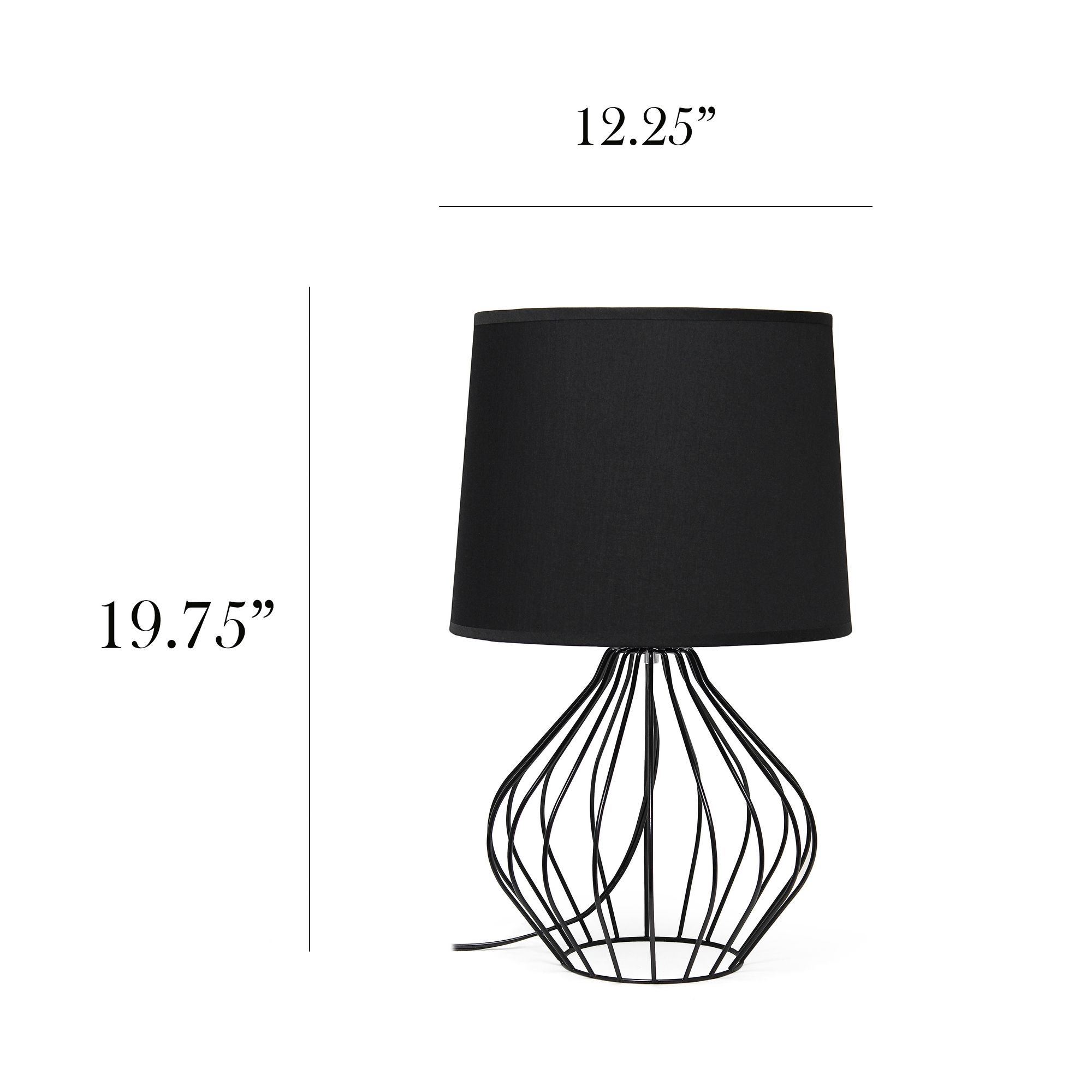 Simple Designs 19 3/4" Black Shade Black Metal Accent Table Lamp