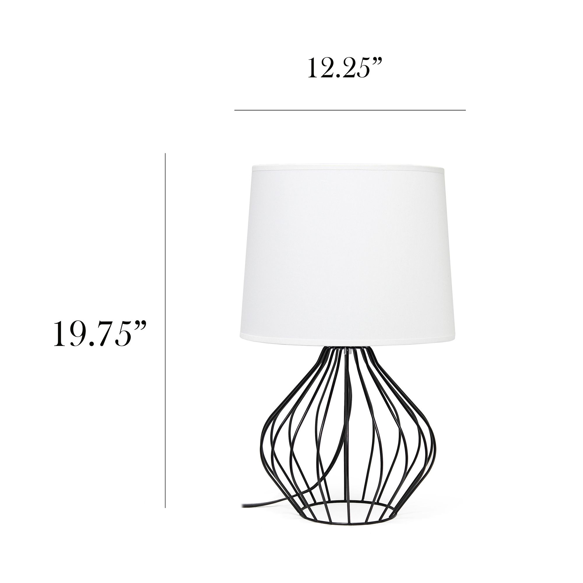 Simple Designs 19 3/4" White Shade Black Metal Accent Table Lamp