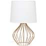 2_Simple Designs 19 3/4" White Shade Copper Metal Accent Table Lamp