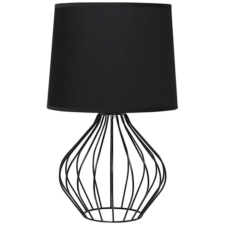 Image 2 Simple Designs 19 3/4"H Black Metal Accent Table Lamp with Black Shade