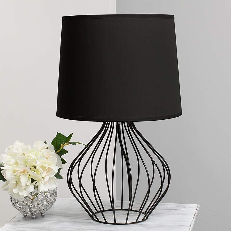 Image 1 Simple Designs 19 3/4"H Black Metal Accent Table Lamp with Black Shade