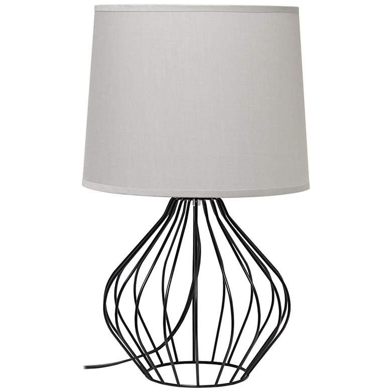 Image 2 Simple Designs 19 3/4"H Black Metal Accent Table Lamp with Gray Shade