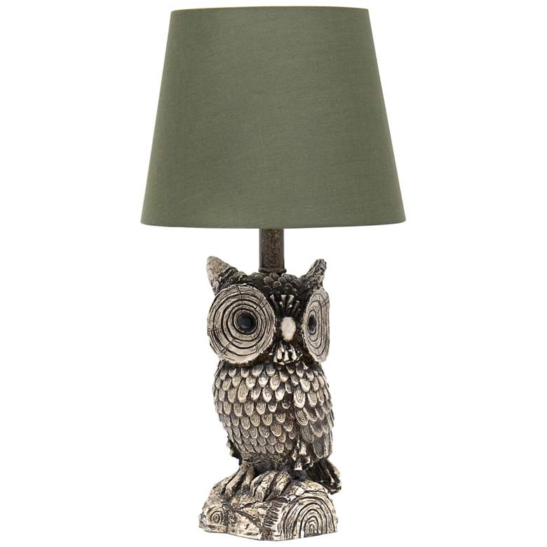 Image 2 Simple Designs 19 3/4"H Brown Green Owl Accent Table Lamp