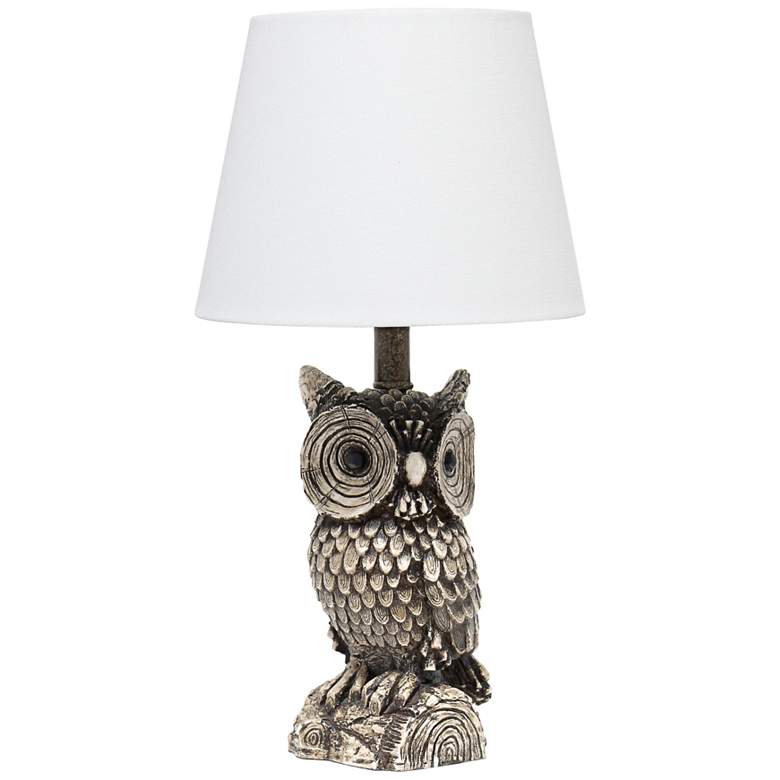 Image 2 Simple Designs 19 3/4"H Brown White Owl Accent Table Lamp